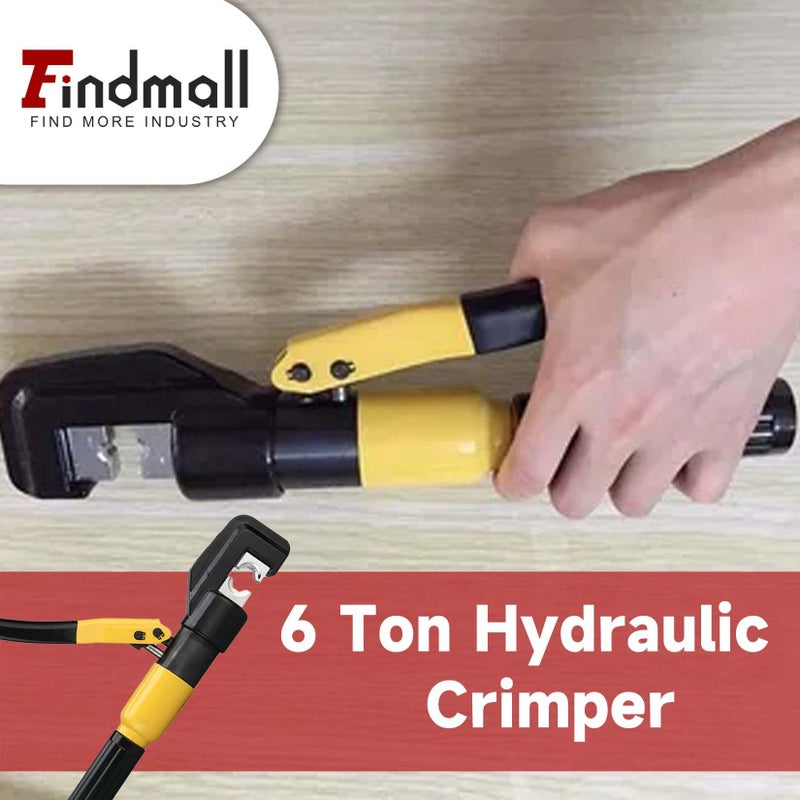 findmall 6 Ton Hydraulic Cable Lug Crimper, 12 AWG to 2/0 AWG Industrial Hydraulic Crimping Tool, Electrical Terminal Cable Wire Tool with 9 Dies (4, 6, 8, 10, 16, 25, 35, 50, 70) - Image 3